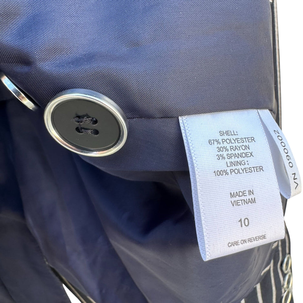 7th Avenue Design Studio Womens Preppy Navy White Pinstripe Blazer Jacket 10