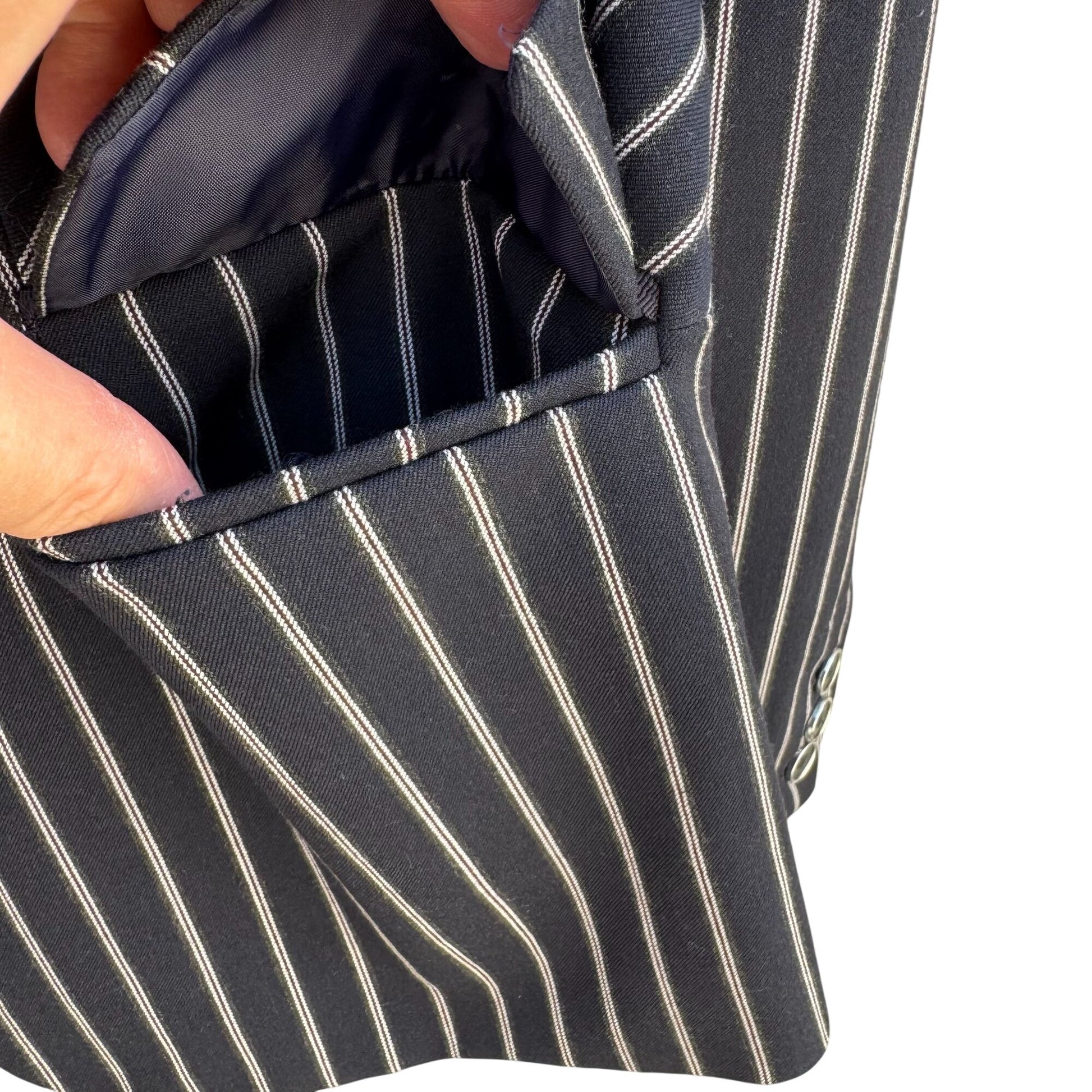 7th Avenue Design Studio Womens Preppy Navy White Pinstripe Blazer Jacket 10