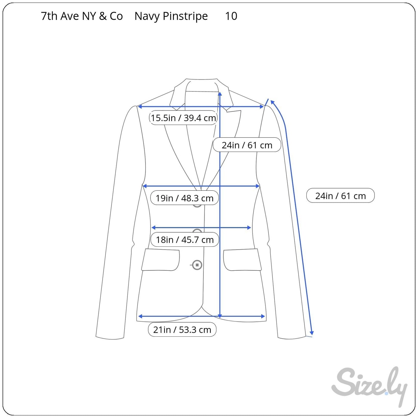 7th Avenue Design Studio Womens Preppy Navy White Pinstripe Blazer Jacket 10