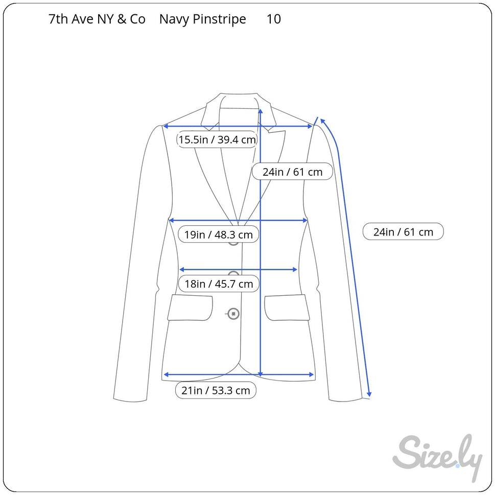 7th Avenue Design Studio Womens Preppy Navy White Pinstripe Blazer Jacket 10