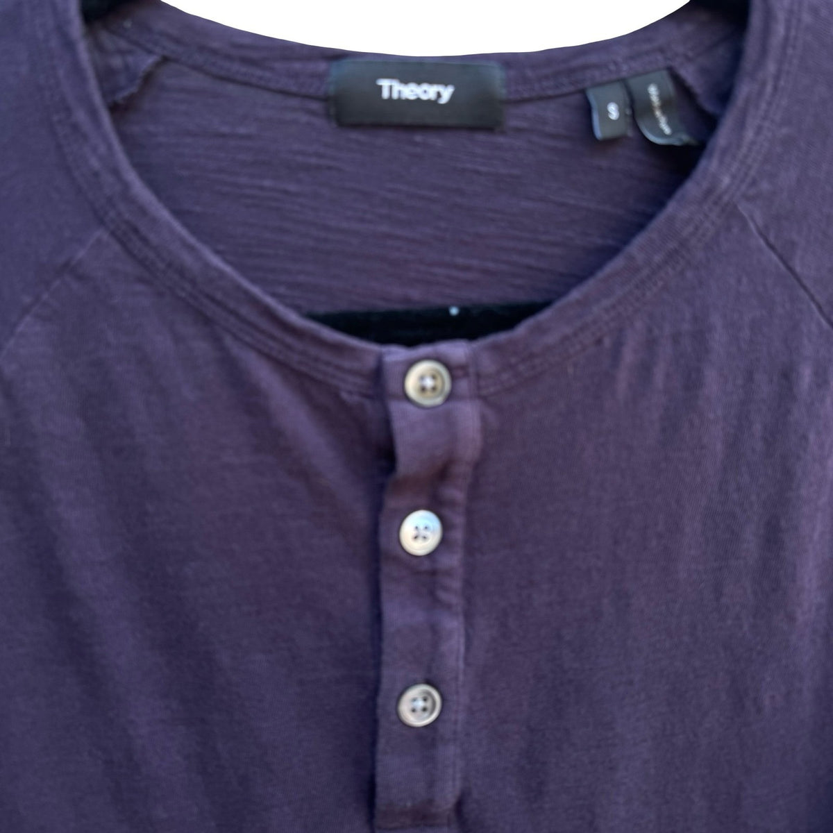 Theory Adrik L Strato Minimalist Layering Slub Cotton Henley Shirt Purple Mens S