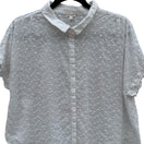 Switch En Creme White Eyelet Button Down Shirt Floral Embroidery Cottage Blouse L Boho 3 image