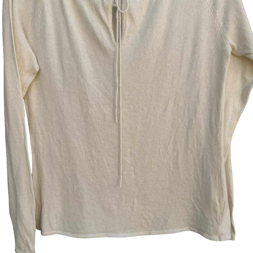 Randolph Duke The Look Cream Angora Cashmere Blend Keyhole Tie Sweater Womens M
