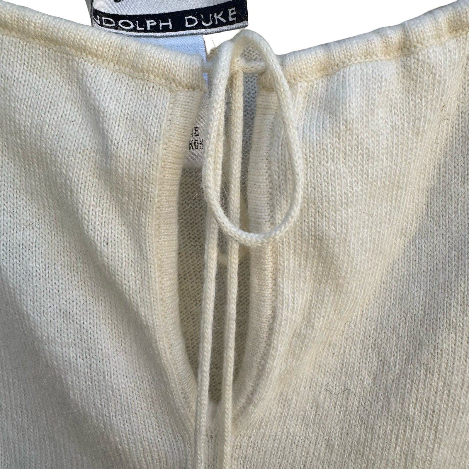 Randolph Duke The Look Cream Angora Cashmere Blend Keyhole Tie Sweater Womens M