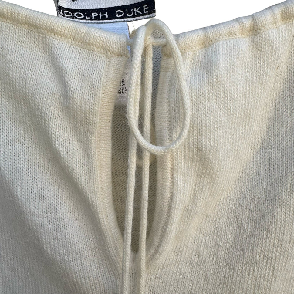 Randolph Duke The Look Cream Angora Cashmere Blend Keyhole Tie Sweater Womens M