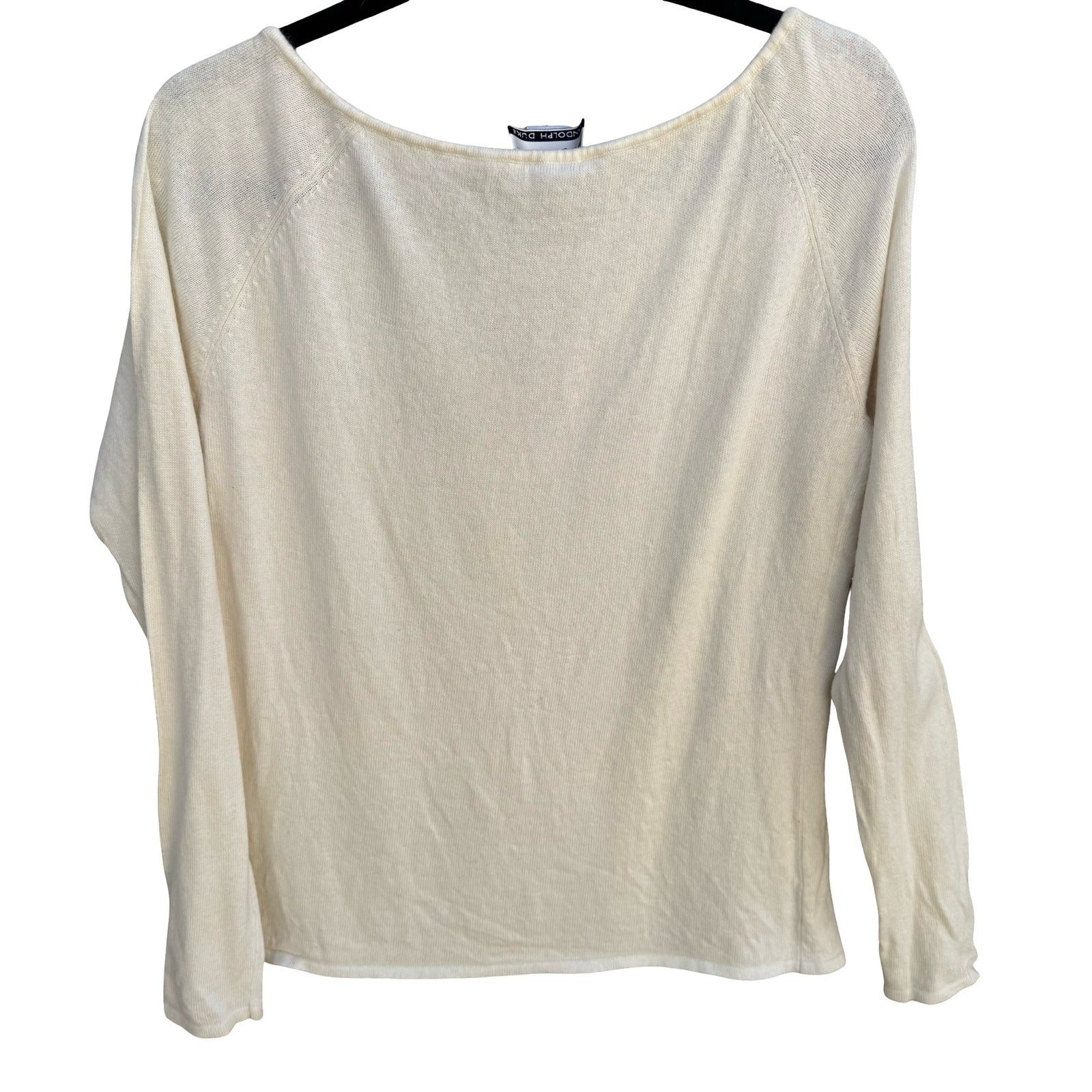 Randolph Duke The Look Cream Angora Cashmere Blend Keyhole Tie Sweater Womens M