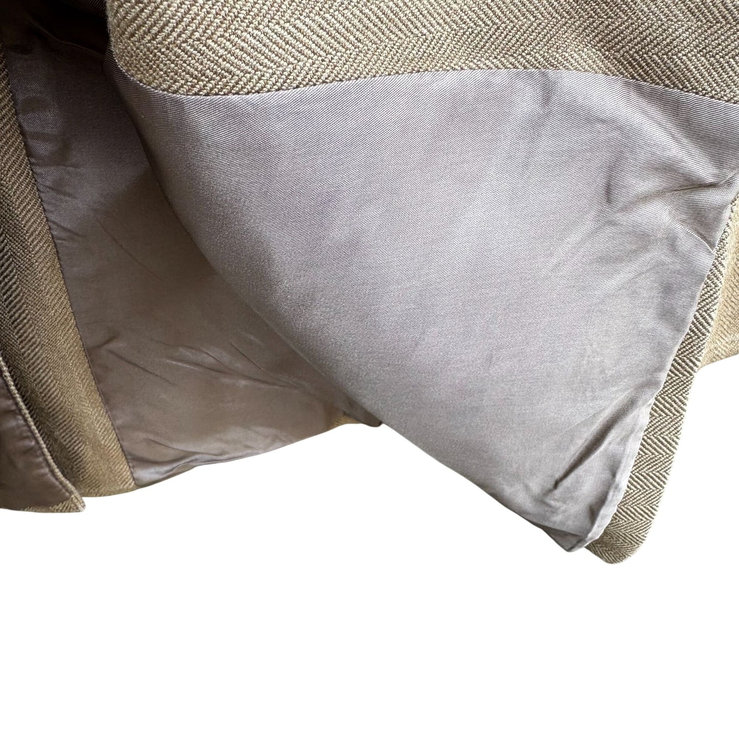 Chaps Ralph Lauren Vintage Mens Tan Herringbone Blazer Silk Classic 2 Button 42R