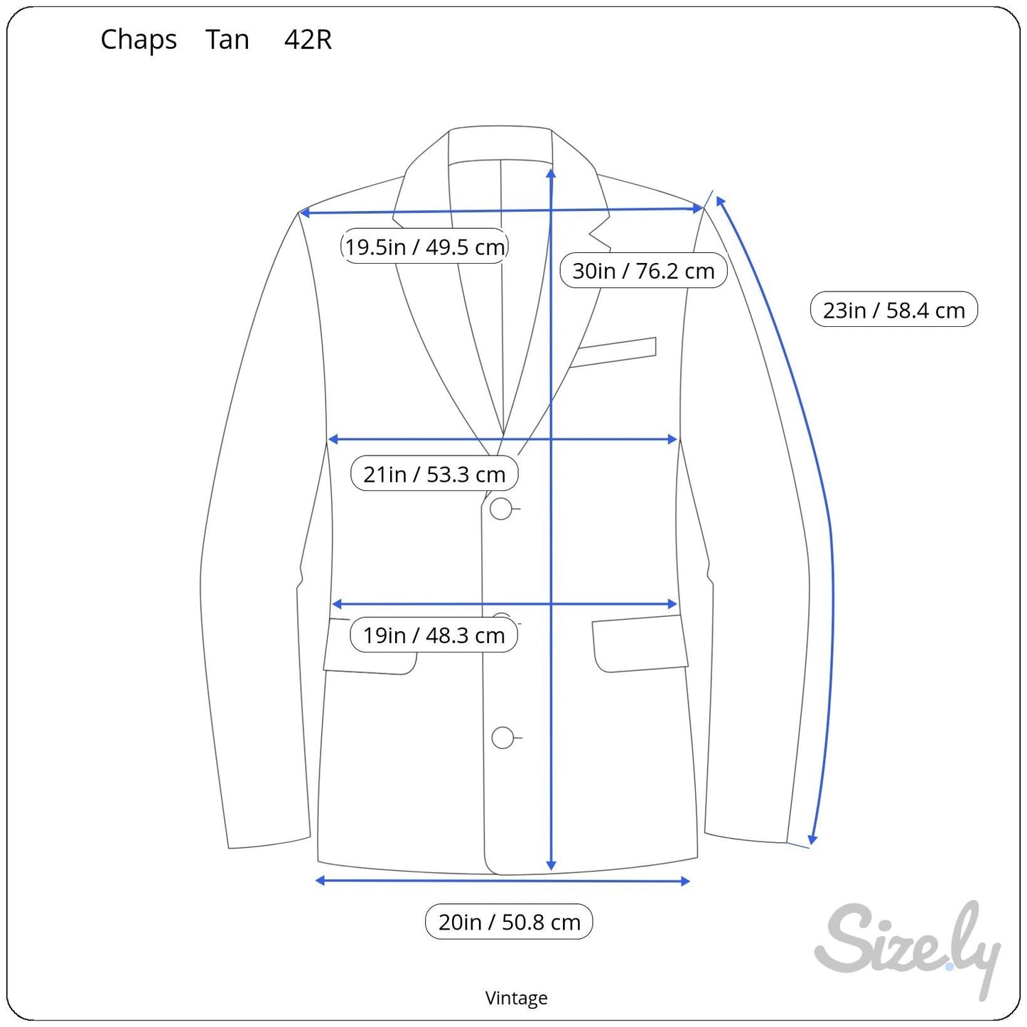 Chaps Ralph Lauren Vintage Mens Tan Herringbone Blazer Silk Classic 2 Button 42R