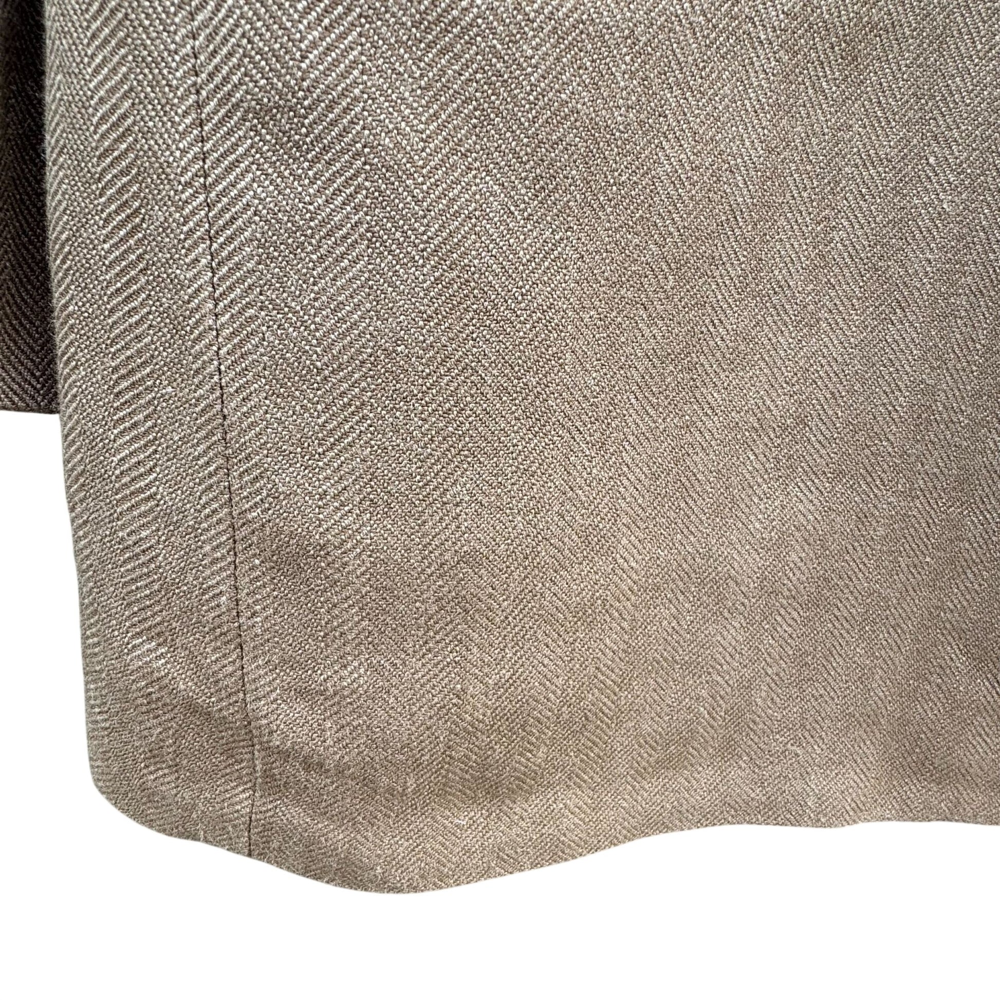 Chaps Ralph Lauren Vintage Mens Tan Herringbone Blazer Silk Classic 2 Button 42R