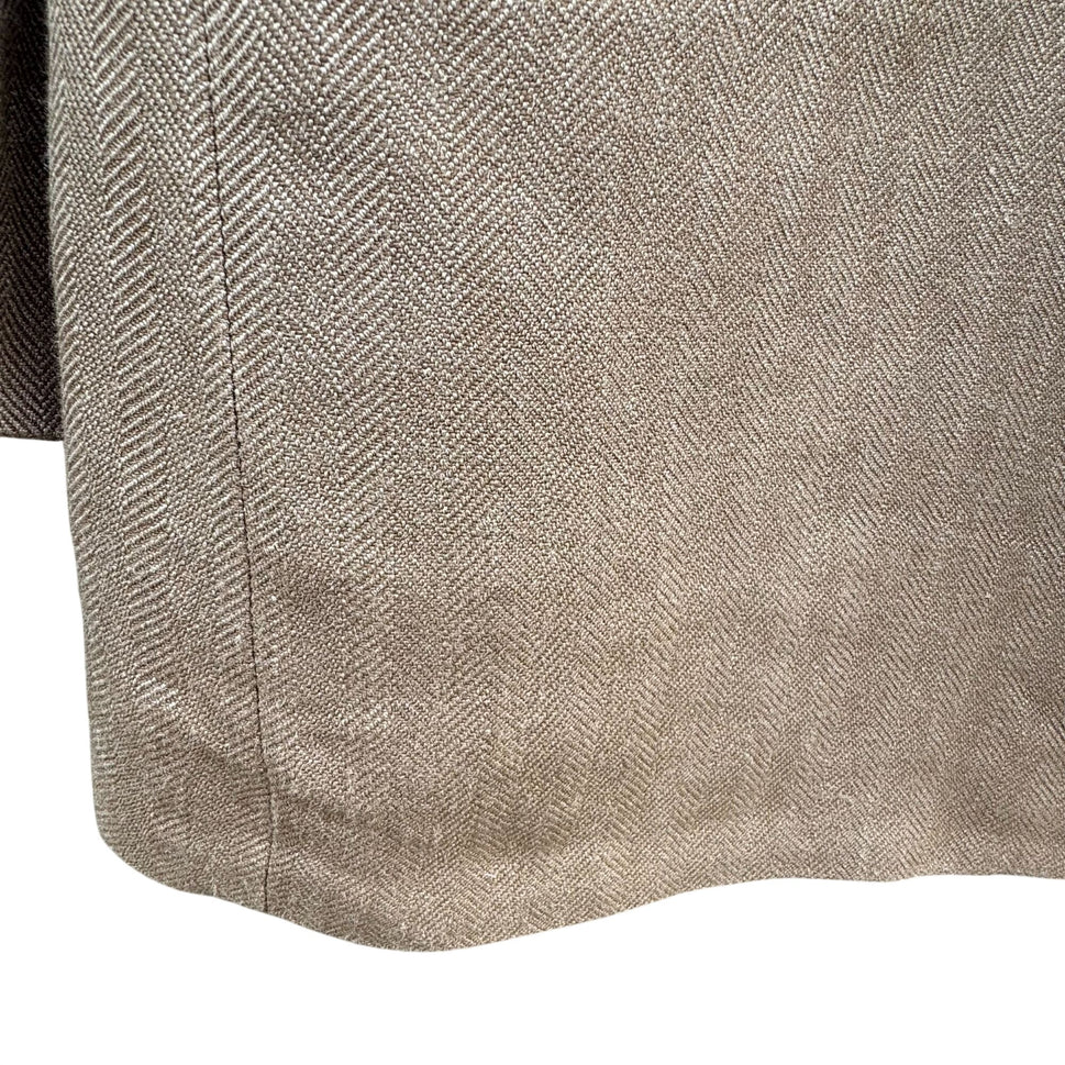 Chaps Ralph Lauren Vintage Mens Tan Herringbone Blazer Silk Classic 2 Button 42R