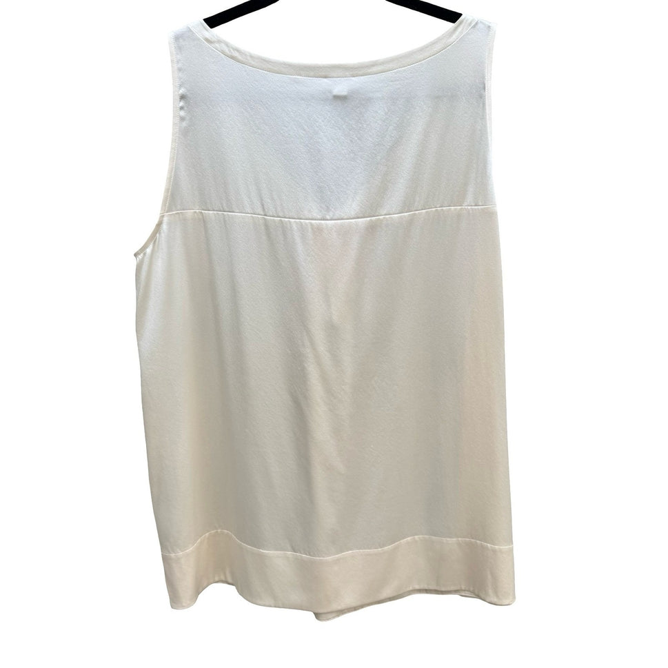 Eileen Fisher Silk Charmeuse Stretch Minimalist Luxury Basic Tunic Ivory L NEW