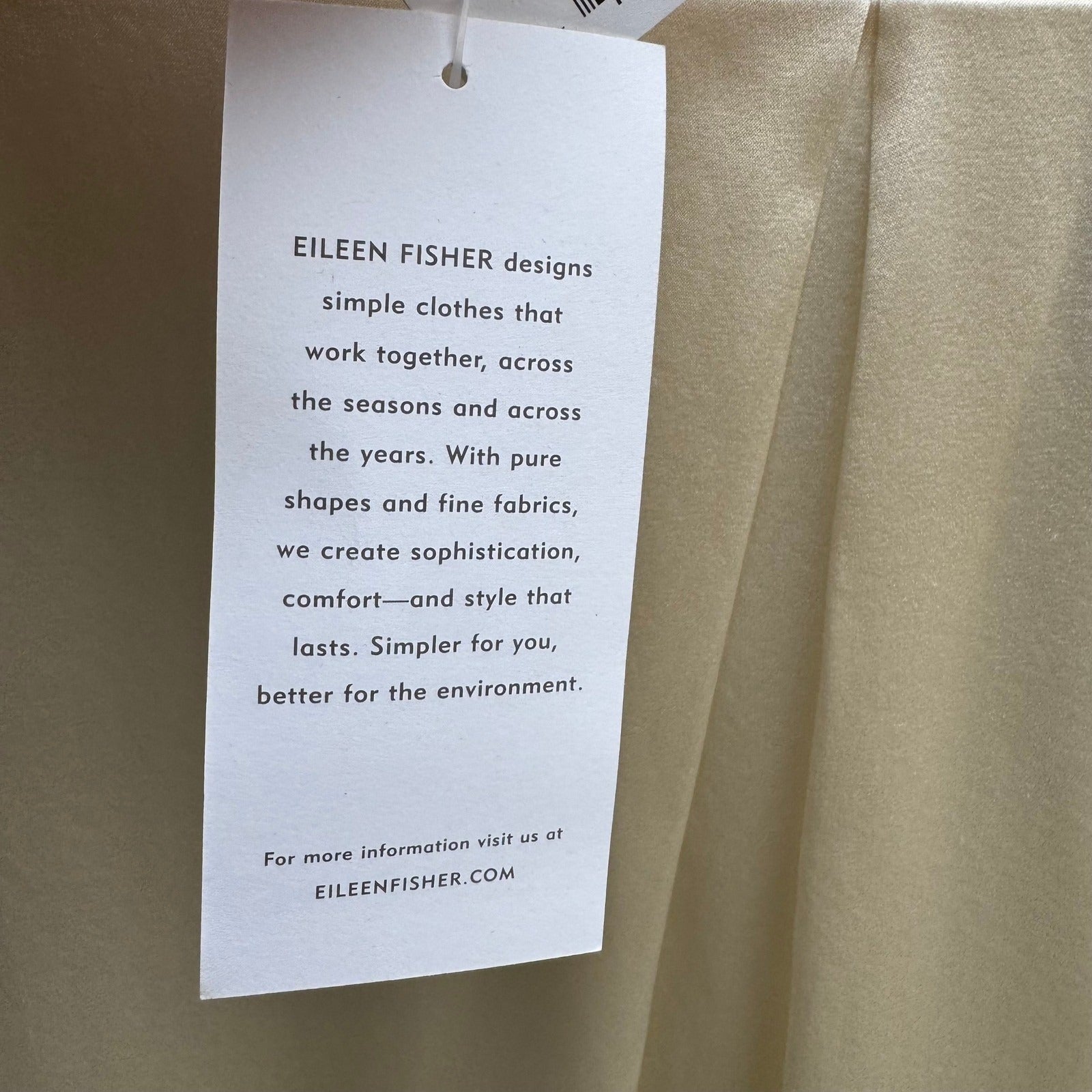 Eileen Fisher Silk Charmeuse Stretch Minimalist Luxury Basic Tunic Ivory L NEW