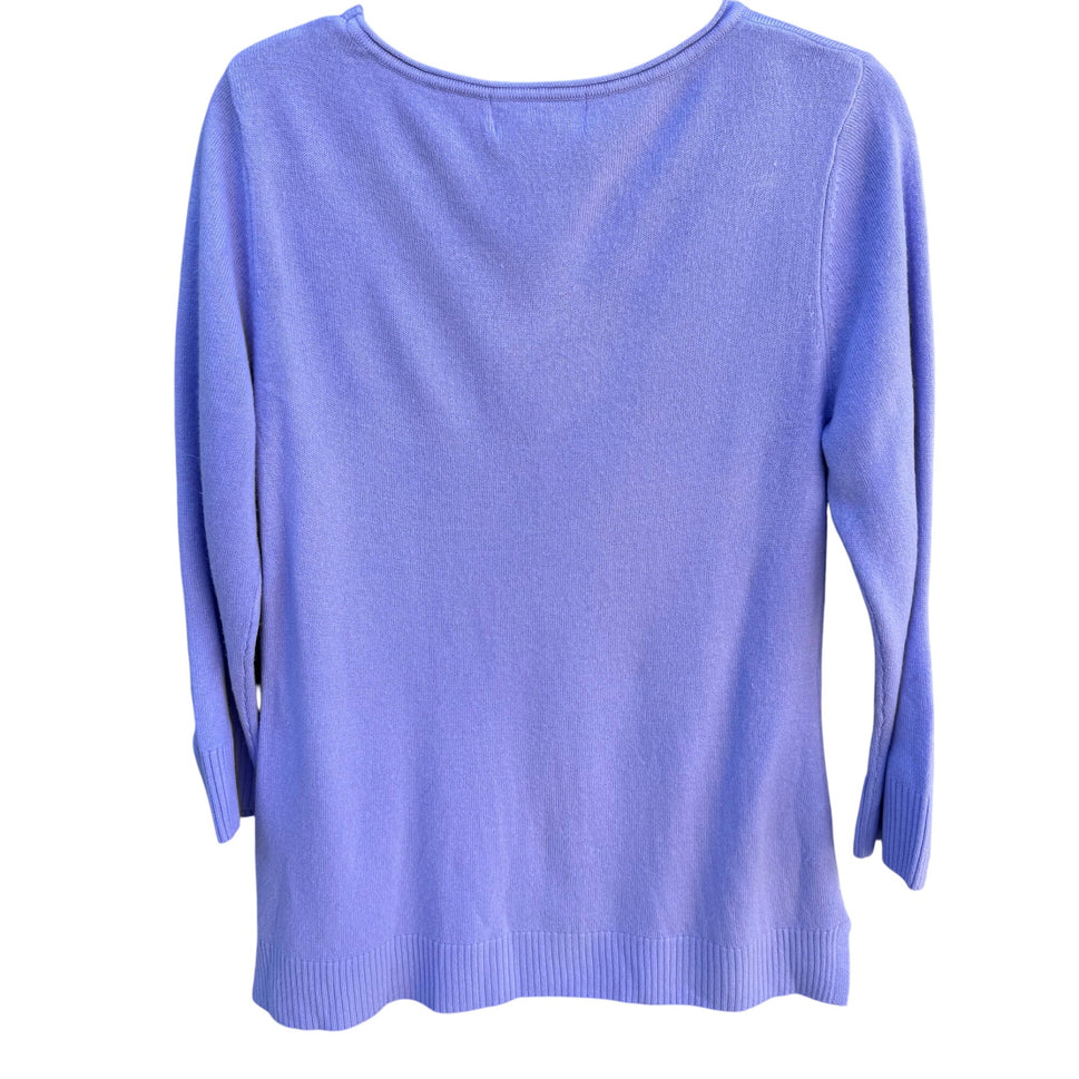 Karen Scott Vintage Womens Lavender Chevron Luxsoft Rolled Neck Knit Sweater M