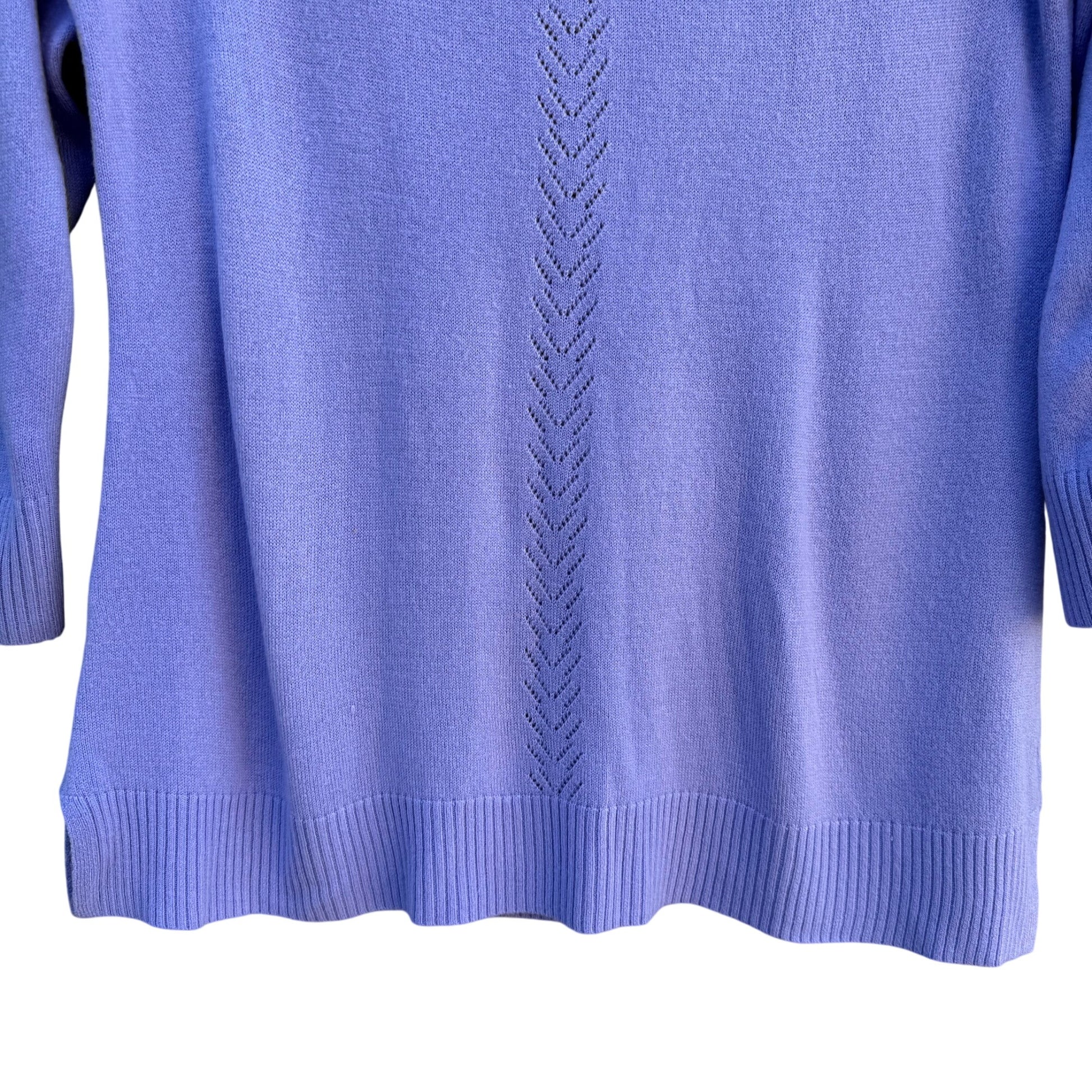 Karen Scott Vintage Womens Lavender Chevron Luxsoft Rolled Neck Knit Sweater M
