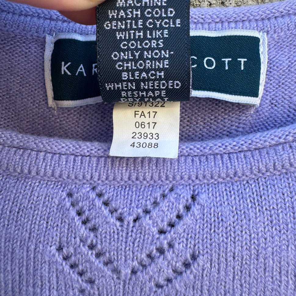 Karen Scott Vintage Womens Lavender Chevron Luxsoft Rolled Neck Knit Sweater M