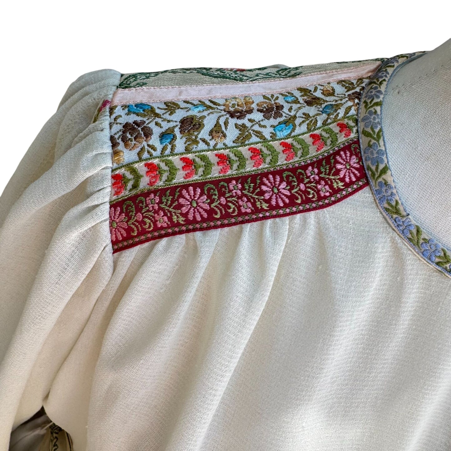 The French Clique Vintage 70s Silk Embroidered Blouse Belt Harem Palazzo Pants 4