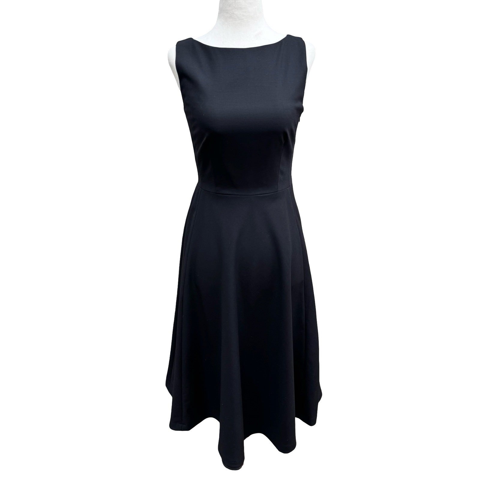 Banana Republic Minimalist Wool Blend Old Money Fit Flare Boat Neck Dress LBD 0