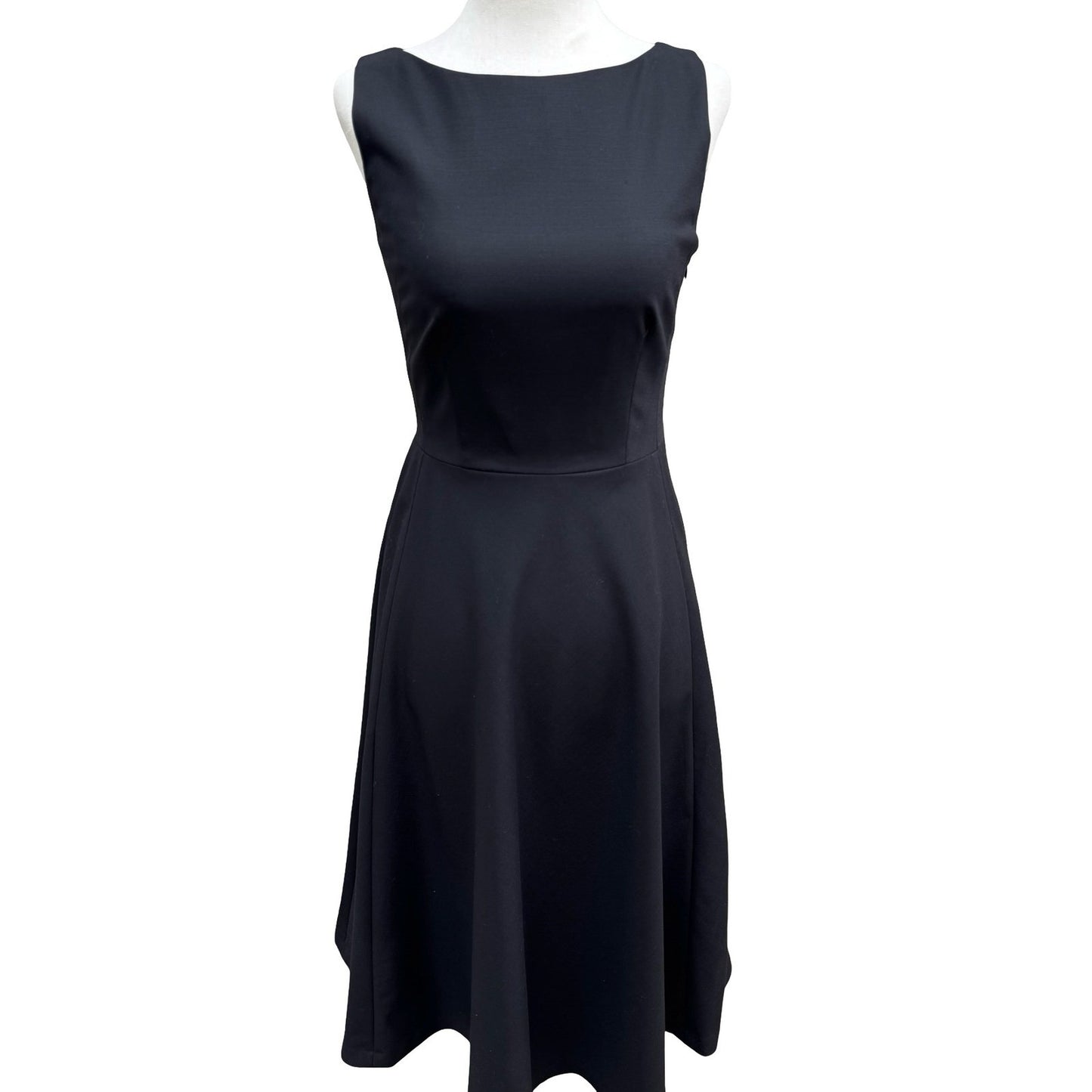 Banana Republic Minimalist Wool Blend Old Money Fit Flare Boat Neck Dress LBD 0
