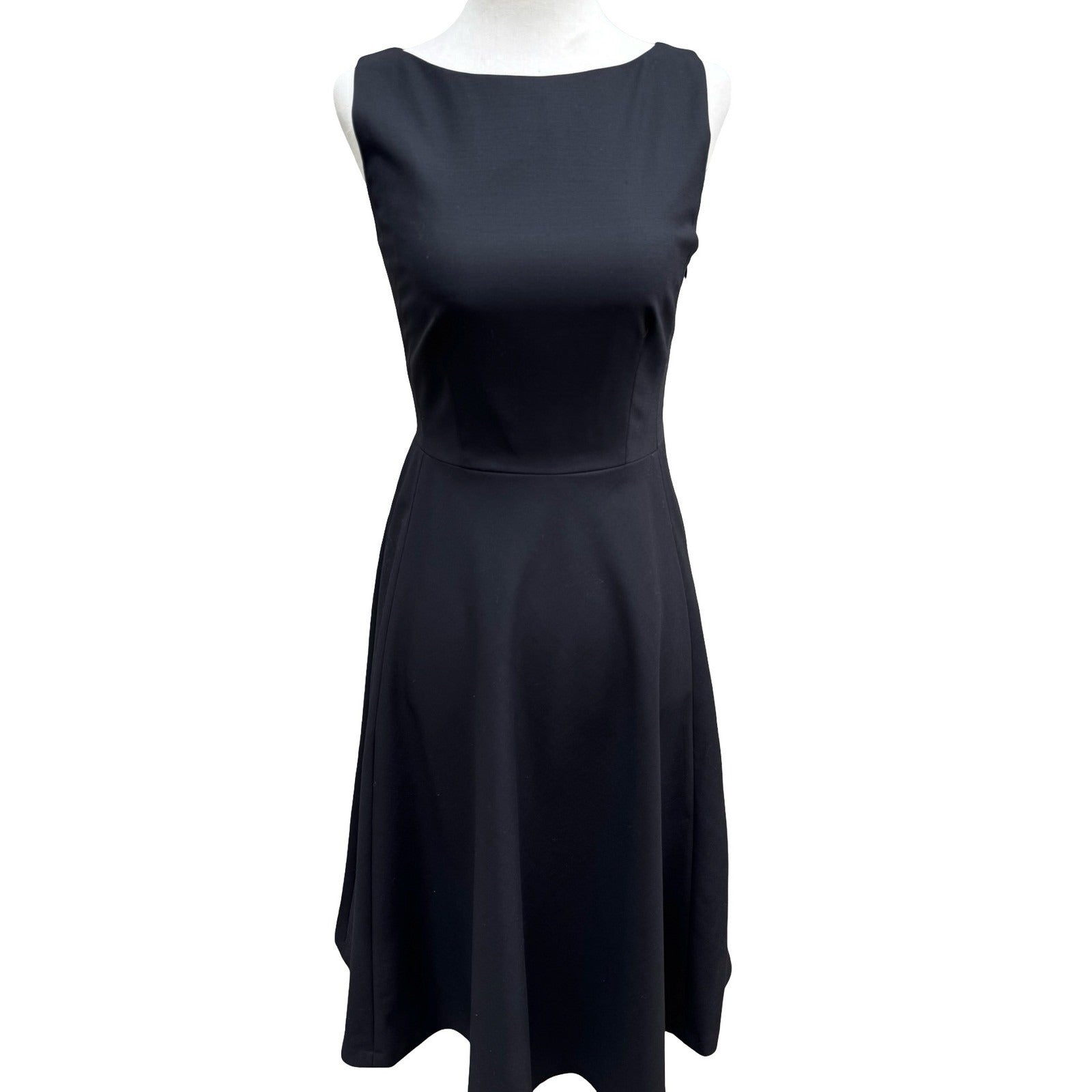 Banana Republic Minimalist Wool Blend Old Money Fit Flare Boat Neck Dress LBD 0