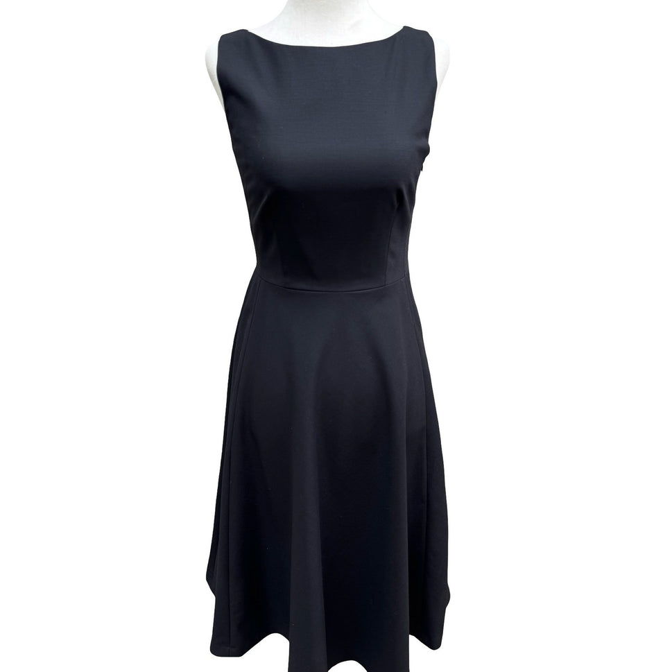 Banana Republic Minimalist Wool Blend Old Money Fit Flare Boat Neck Dress LBD 0