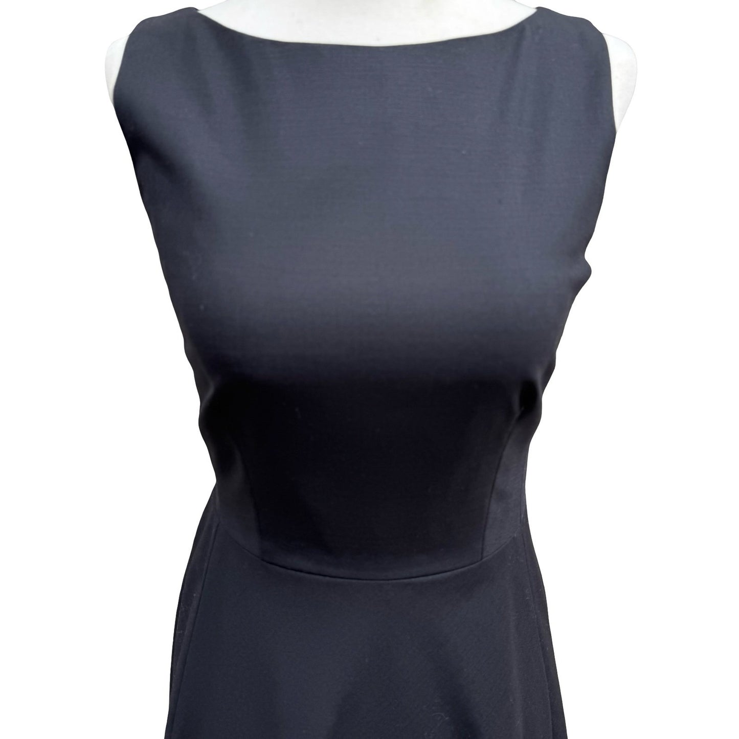 Banana Republic Minimalist Wool Blend Old Money Fit Flare Boat Neck Dress LBD 0