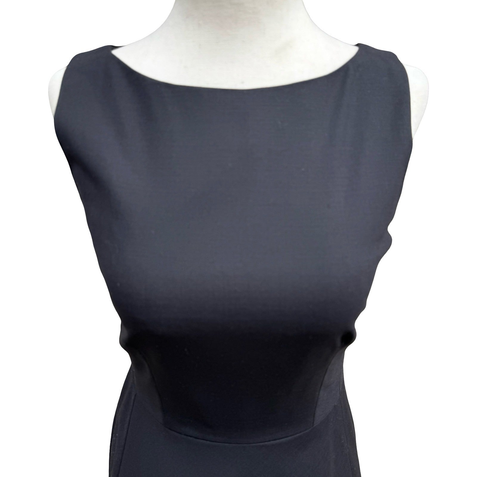 Banana Republic Minimalist Wool Blend Old Money Fit Flare Boat Neck Dress LBD 0