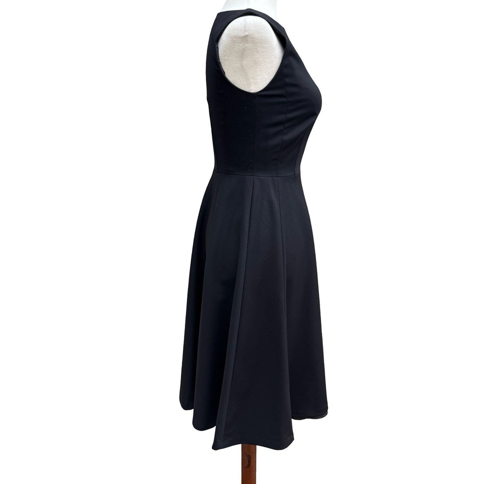 Banana Republic Minimalist Wool Blend Old Money Fit Flare Boat Neck Dress LBD 0