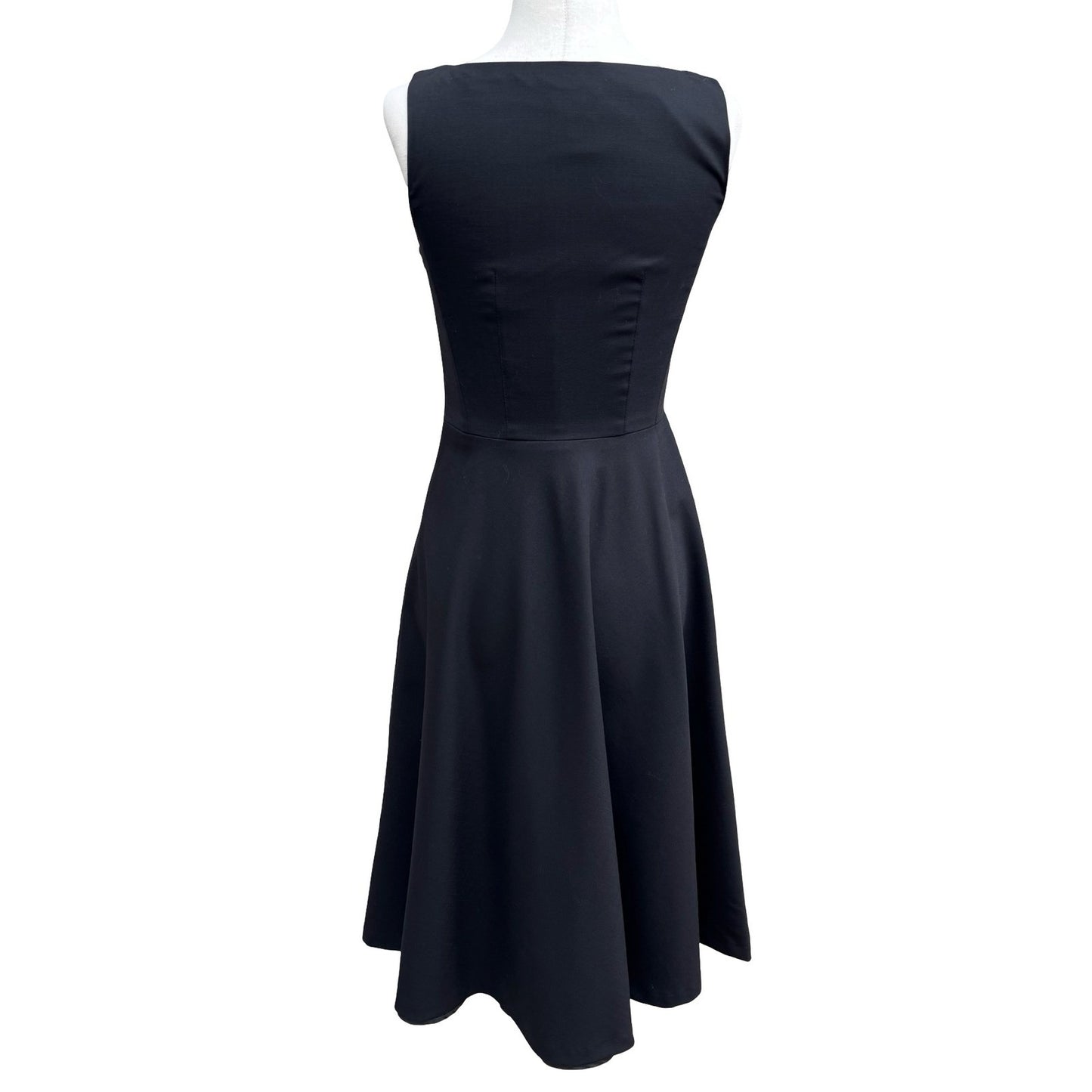 Banana Republic Minimalist Wool Blend Old Money Fit Flare Boat Neck Dress LBD 0