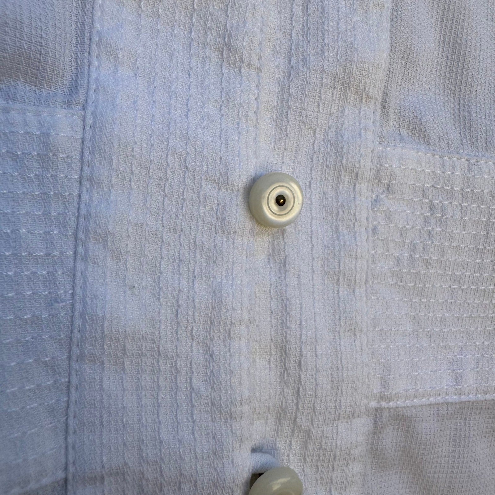 Jones New York Signature White Cotton Textured Button Down Shirt Sz M Minimalist