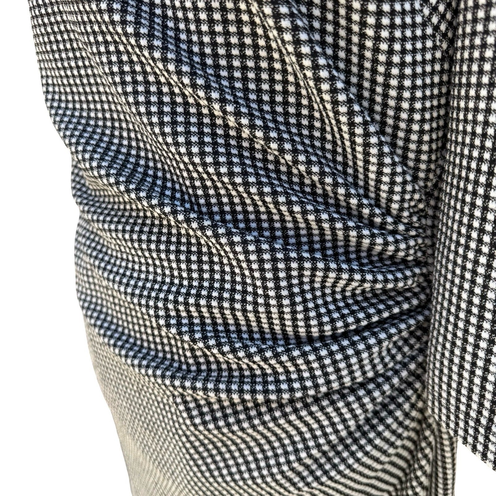 Lauren Ralph Lauren Black Micro Check Ruched Sheath Dress 3/4 Sleeve 12 Preppy