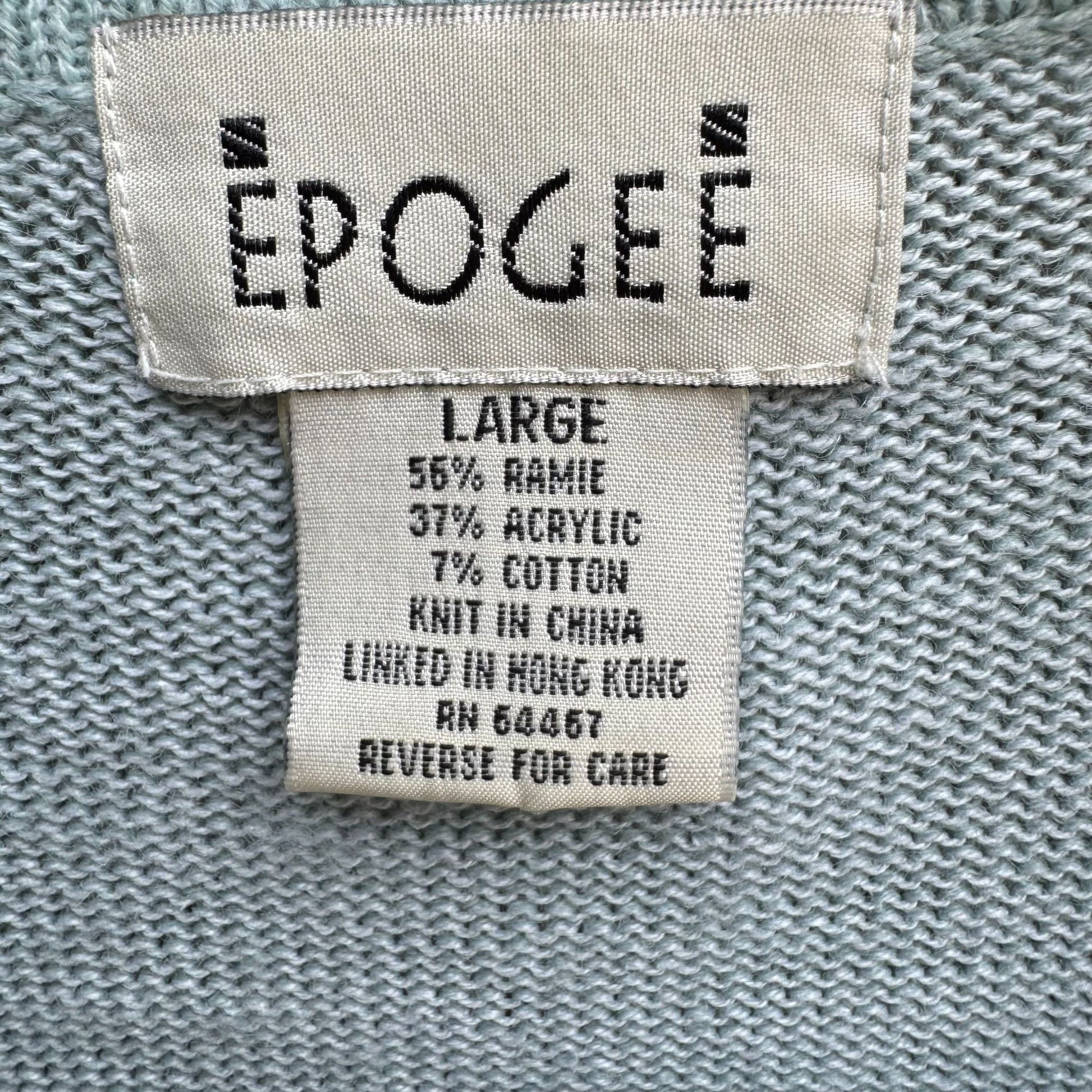 Epogee Vintage Womens Green Floral Embroidery Short Sleeve Cottage Cardigan L