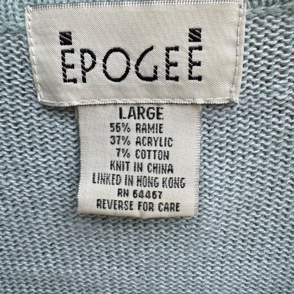 Epogee Vintage Womens Green Floral Embroidery Short Sleeve Cottage Cardigan L