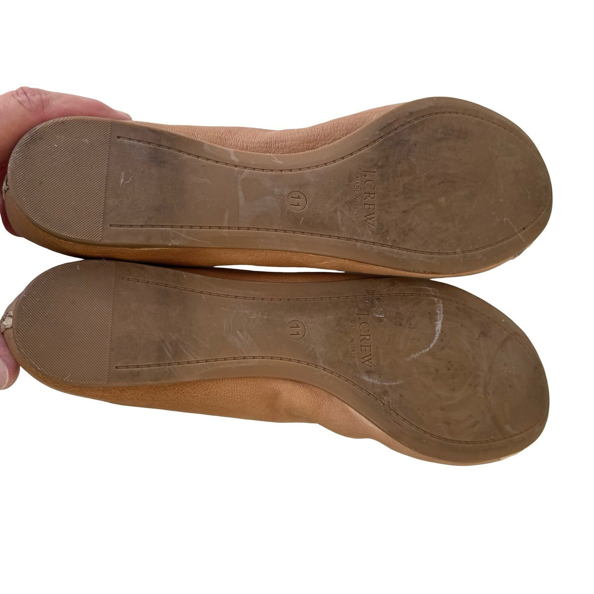J.Crew Italian Leather Quiet Luxury Snakeskin Cap Toe Ballet Flats Taupe 11