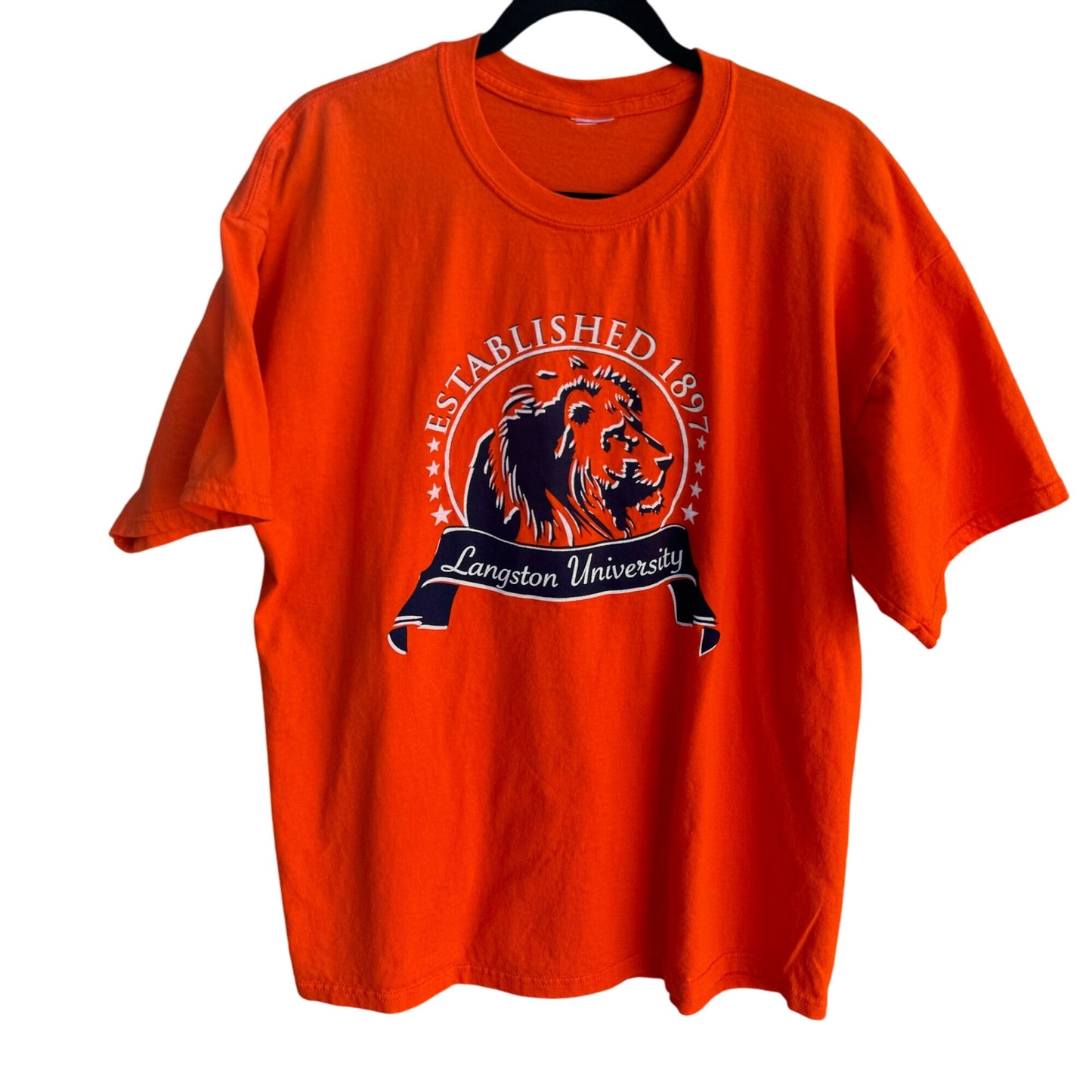 Langston University Established 1897 Orange Lion Graphic Print Short Sleeve Tee