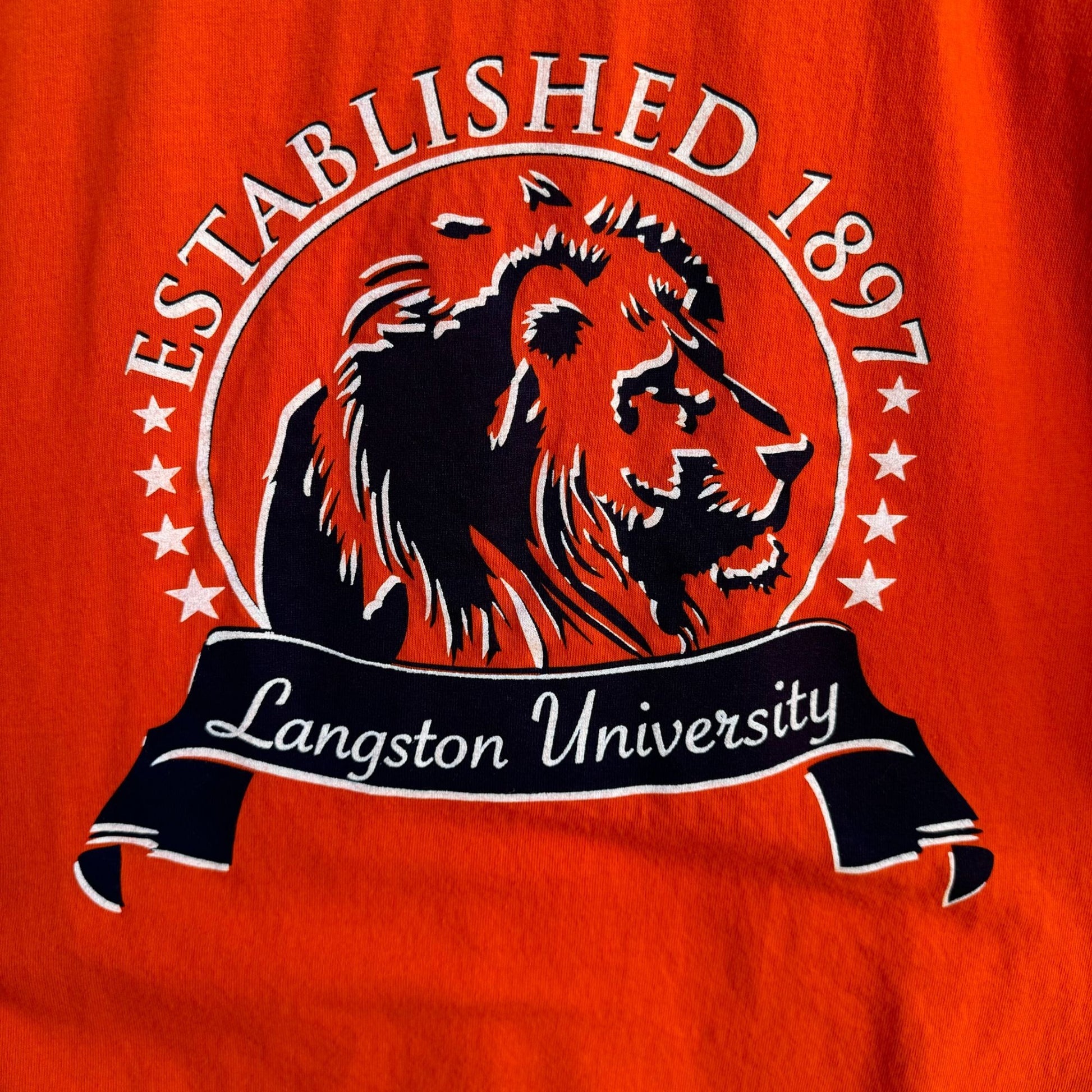 Langston University Established 1897 Orange Lion Graphic Print Short Sleeve Tee