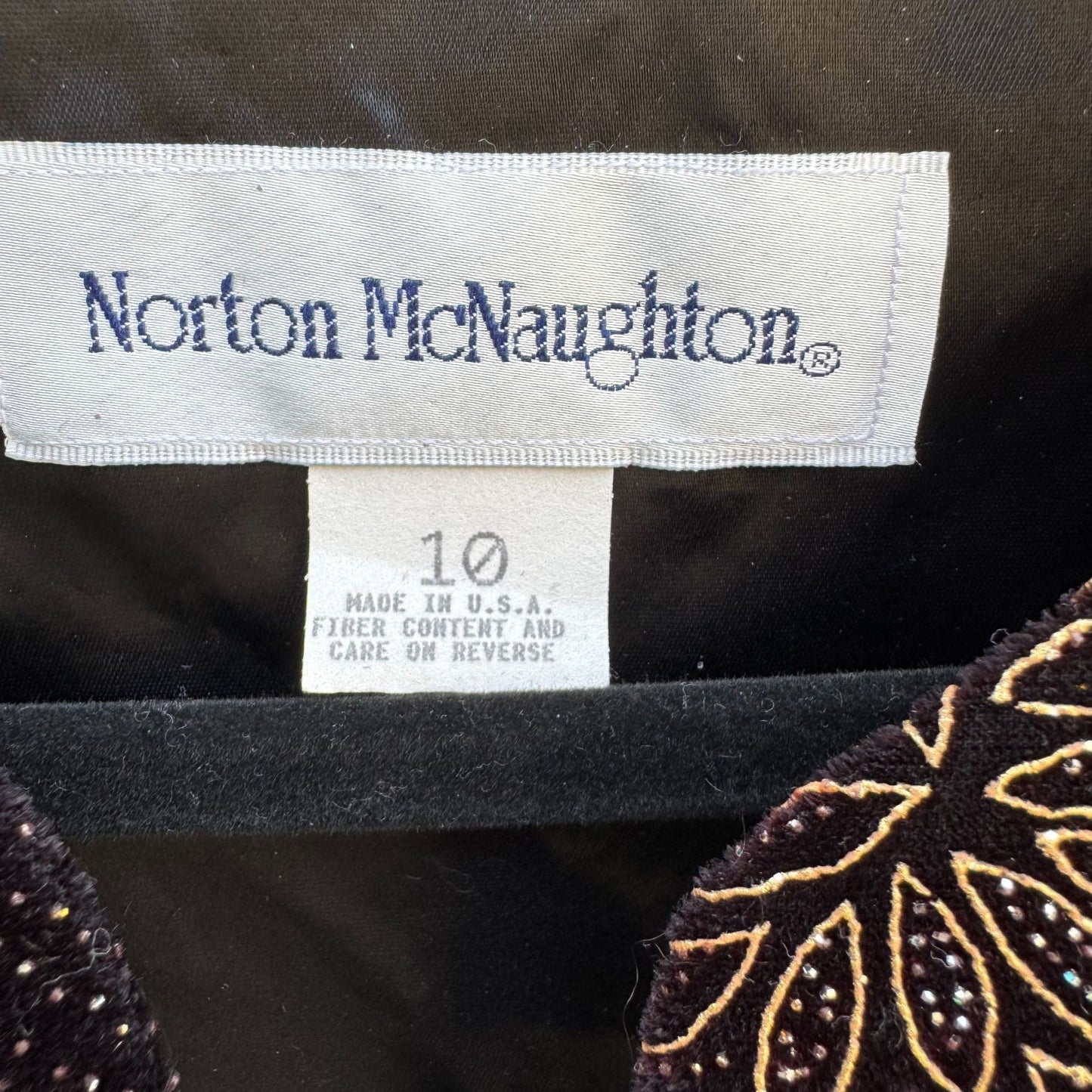 Norton McNaughton Vintage Womens Black & Gold Floral Button-Up Blazer Jacket 10
