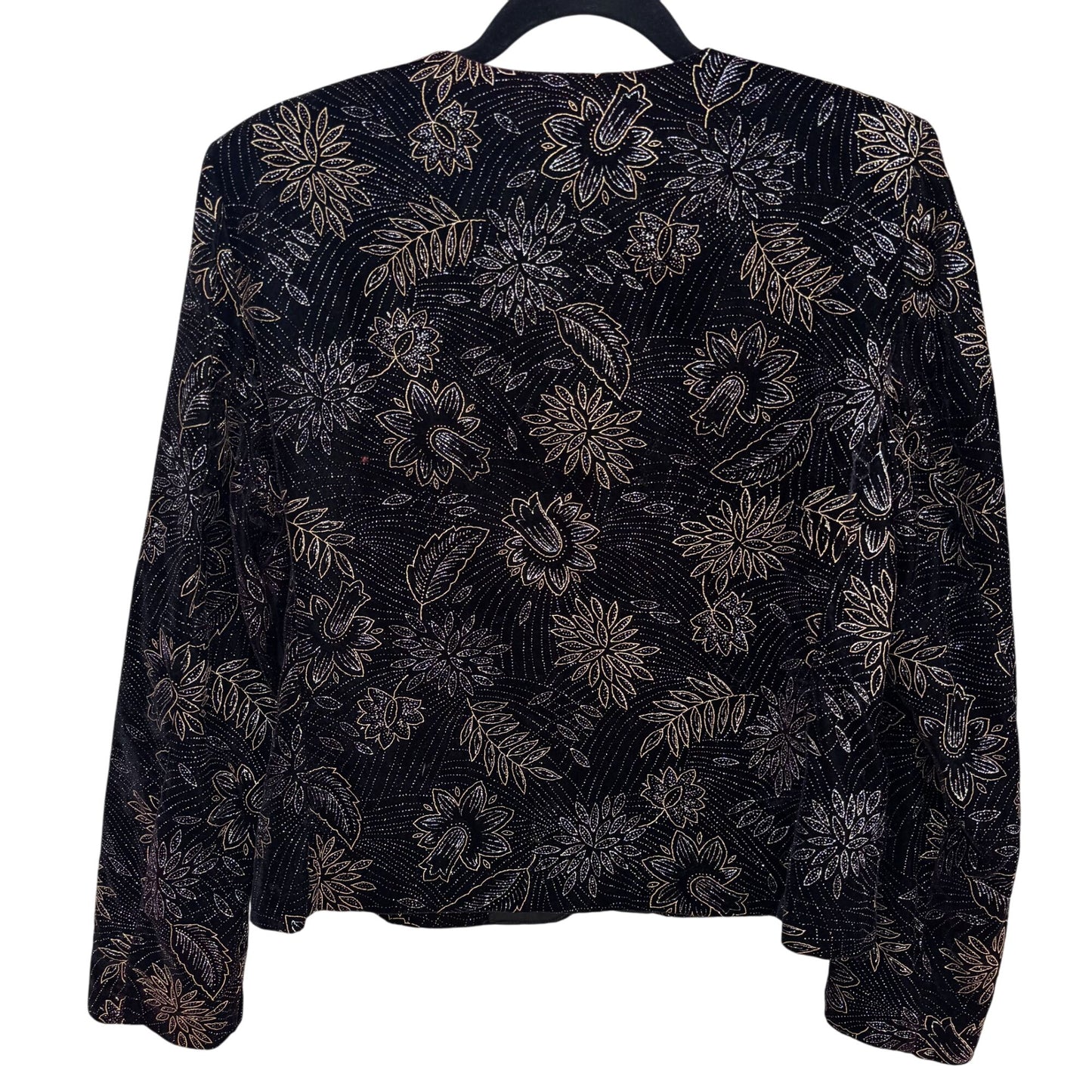 Norton McNaughton Vintage Womens Black & Gold Floral Button-Up Blazer Jacket 10