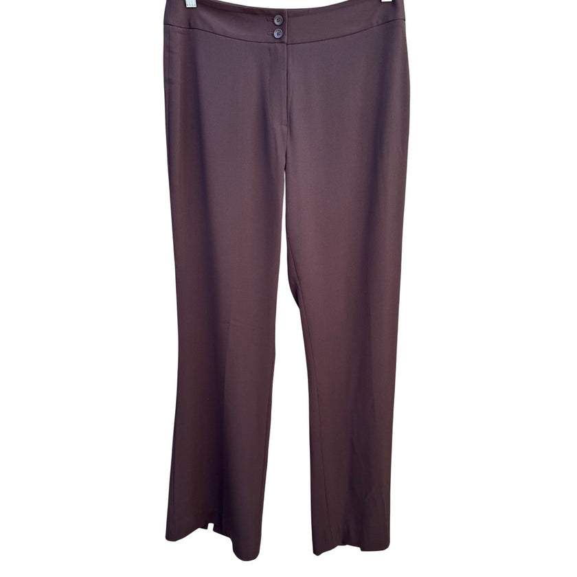 Enough About Me Y2K Brown Flare Leg Trousers Split Hem Dress Pants Womens 8