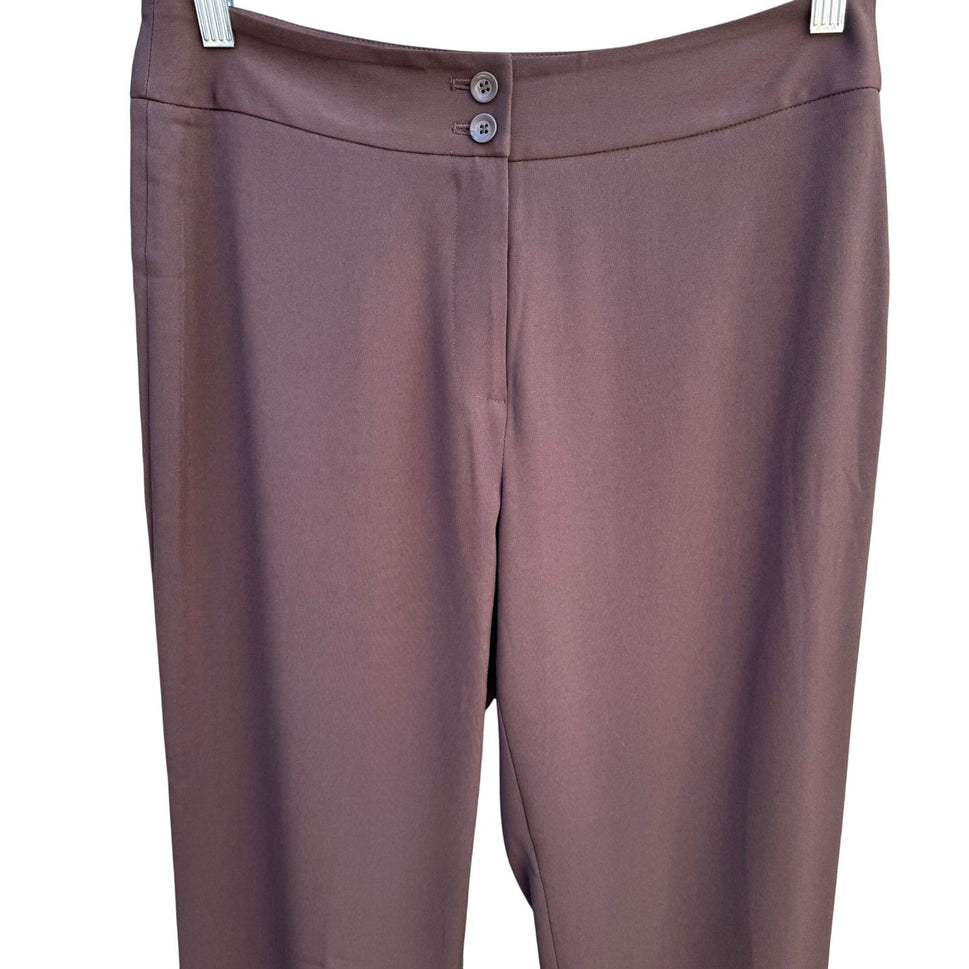 Enough About Me Y2K Brown Flare Leg Trousers Split Hem Dress Pants Womens 8