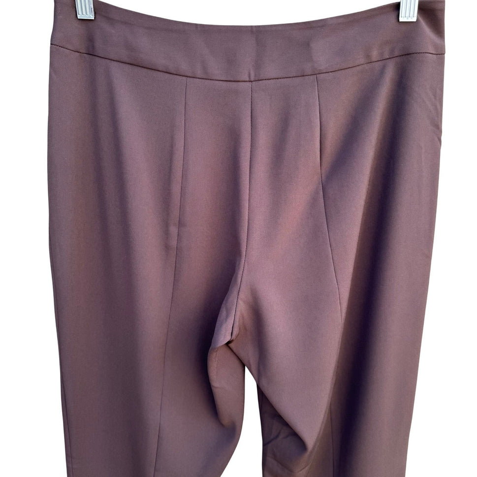 Enough About Me Y2K Brown Flare Leg Trousers Split Hem Dress Pants Womens 8