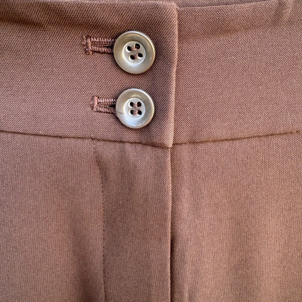 Enough About Me Y2K Brown Flare Leg Trousers Split Hem Dress Pants Womens 8