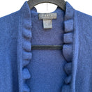 Switch Forte Cashmere Coquette Quiet Luxury Ruffle Open Front Cardigan Sweater Navy XS 3 image
