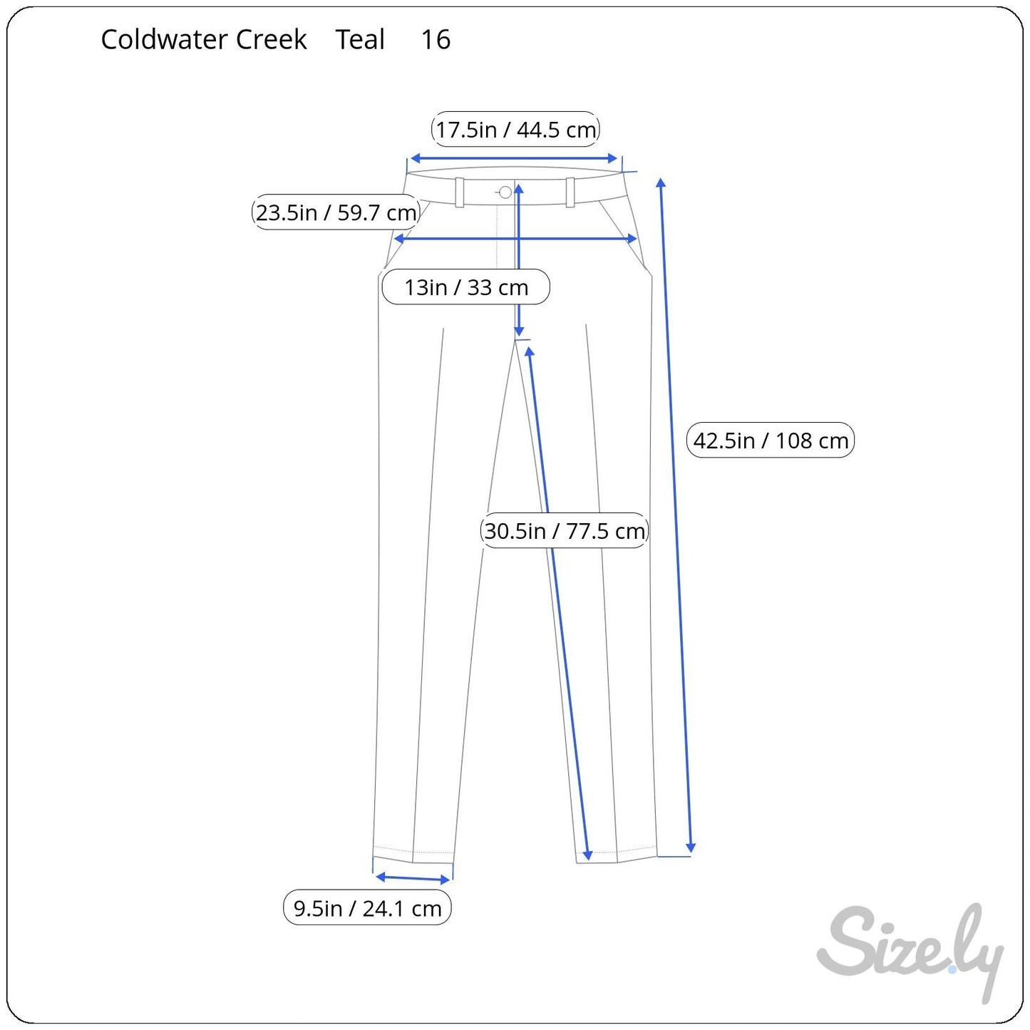 Coldwater Creek Womens Teal Back Zip Straight Leg Preppy Classic Dress Pants 16