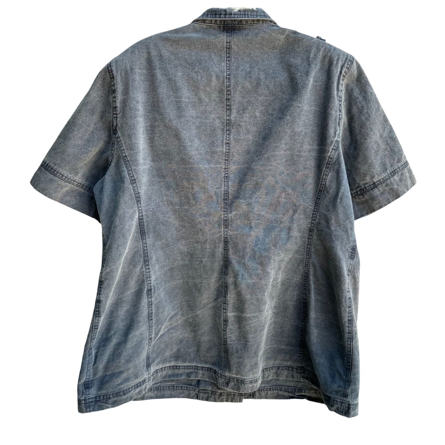 Adrian Jordan Denim Double Breasted Buttons & Pockets Military Blazer Jacket 22