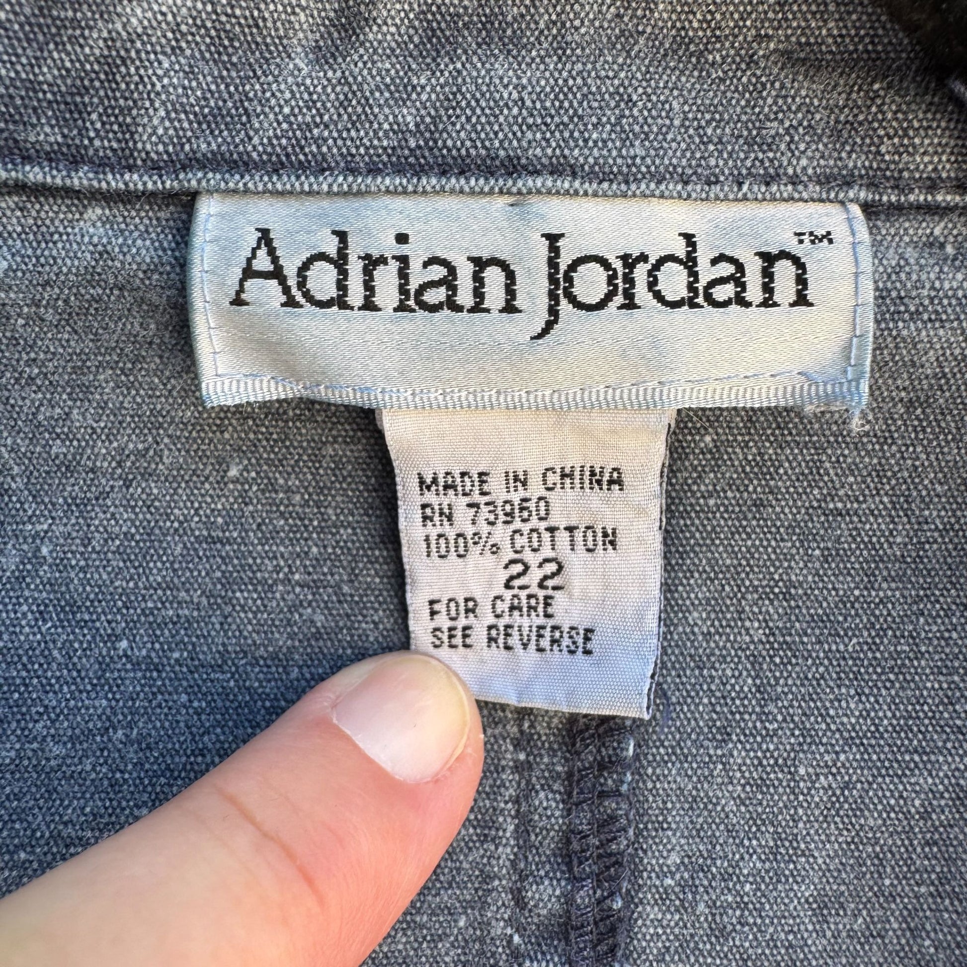 Adrian Jordan Denim Double Breasted Buttons & Pockets Military Blazer Jacket 22