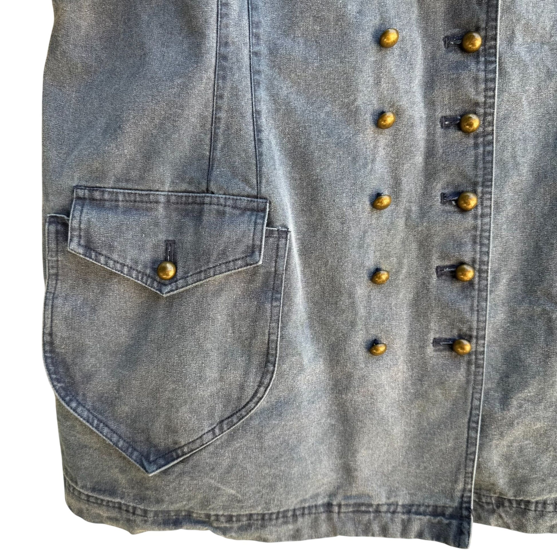 Adrian Jordan Denim Double Breasted Buttons & Pockets Military Blazer Jacket 22