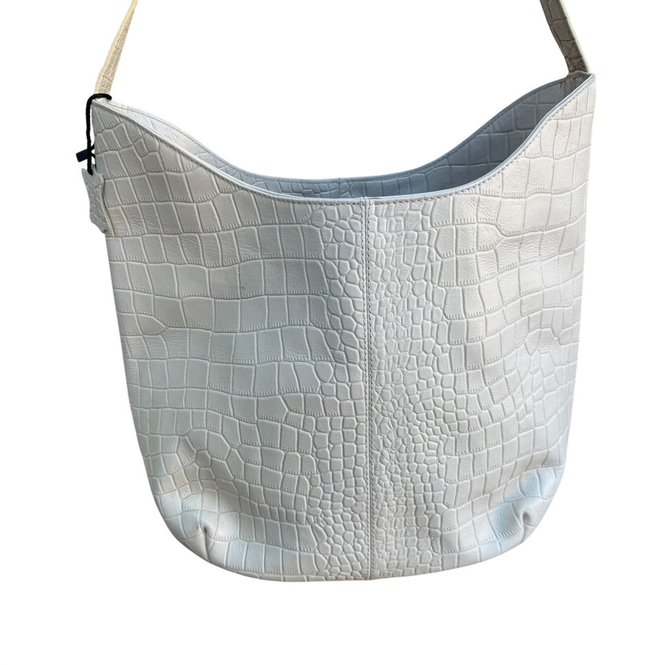 Stone Croc Embossed Leather Womens Hobo Bag Single Strap Magnetic Closure New