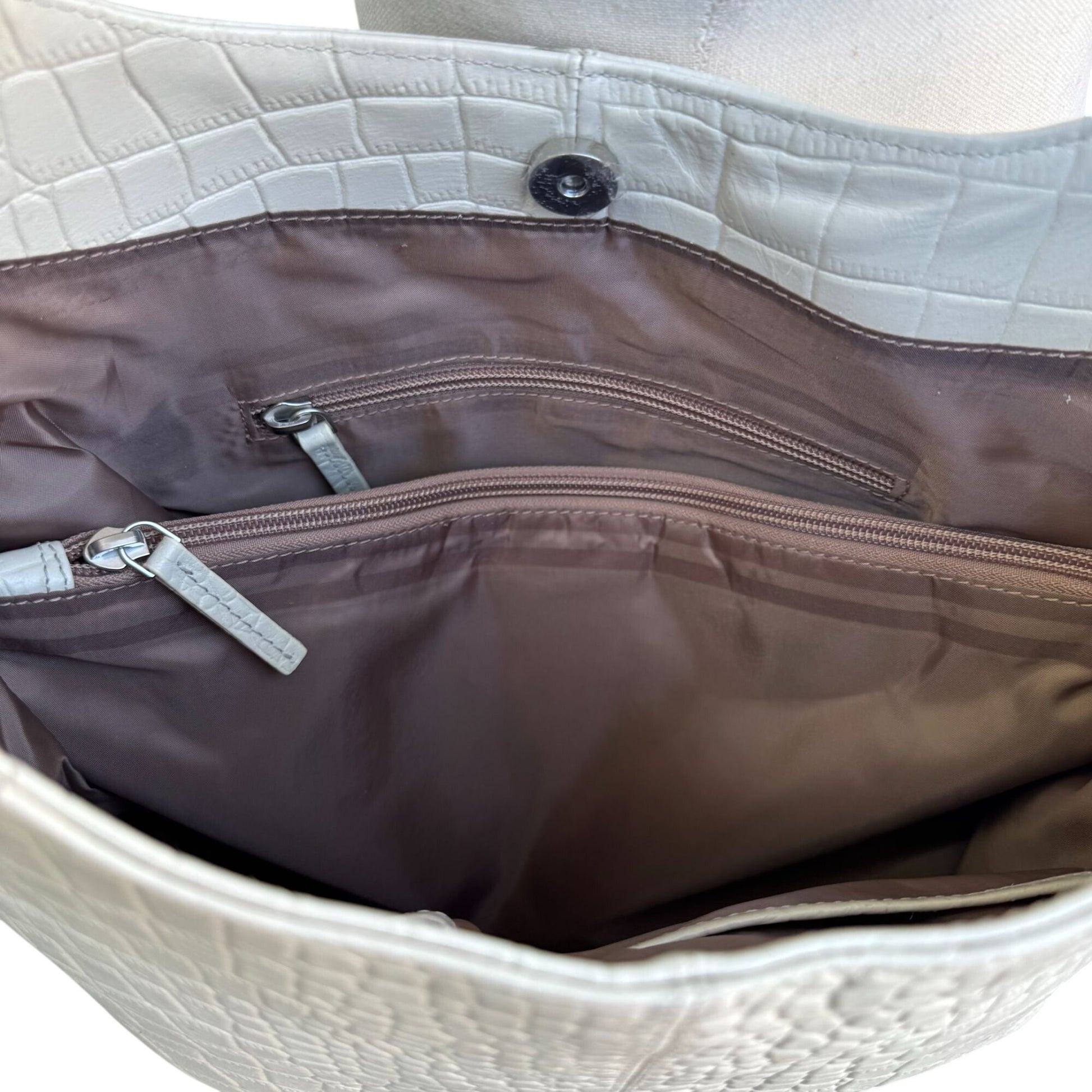 Stone Croc Embossed Leather Womens Hobo Bag Single Strap Magnetic Closure New