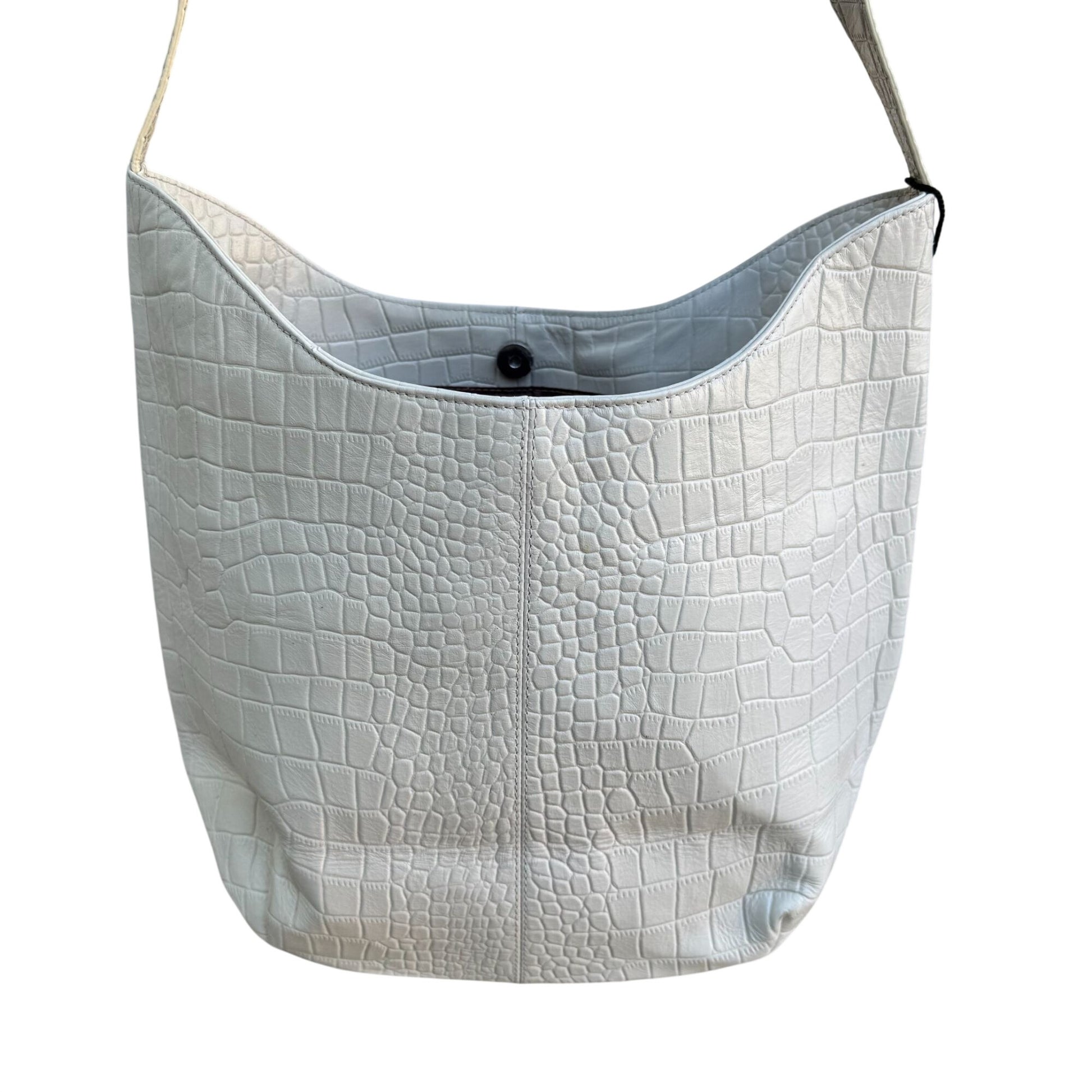 Stone Croc Embossed Leather Womens Hobo Bag Single Strap Magnetic Closure New