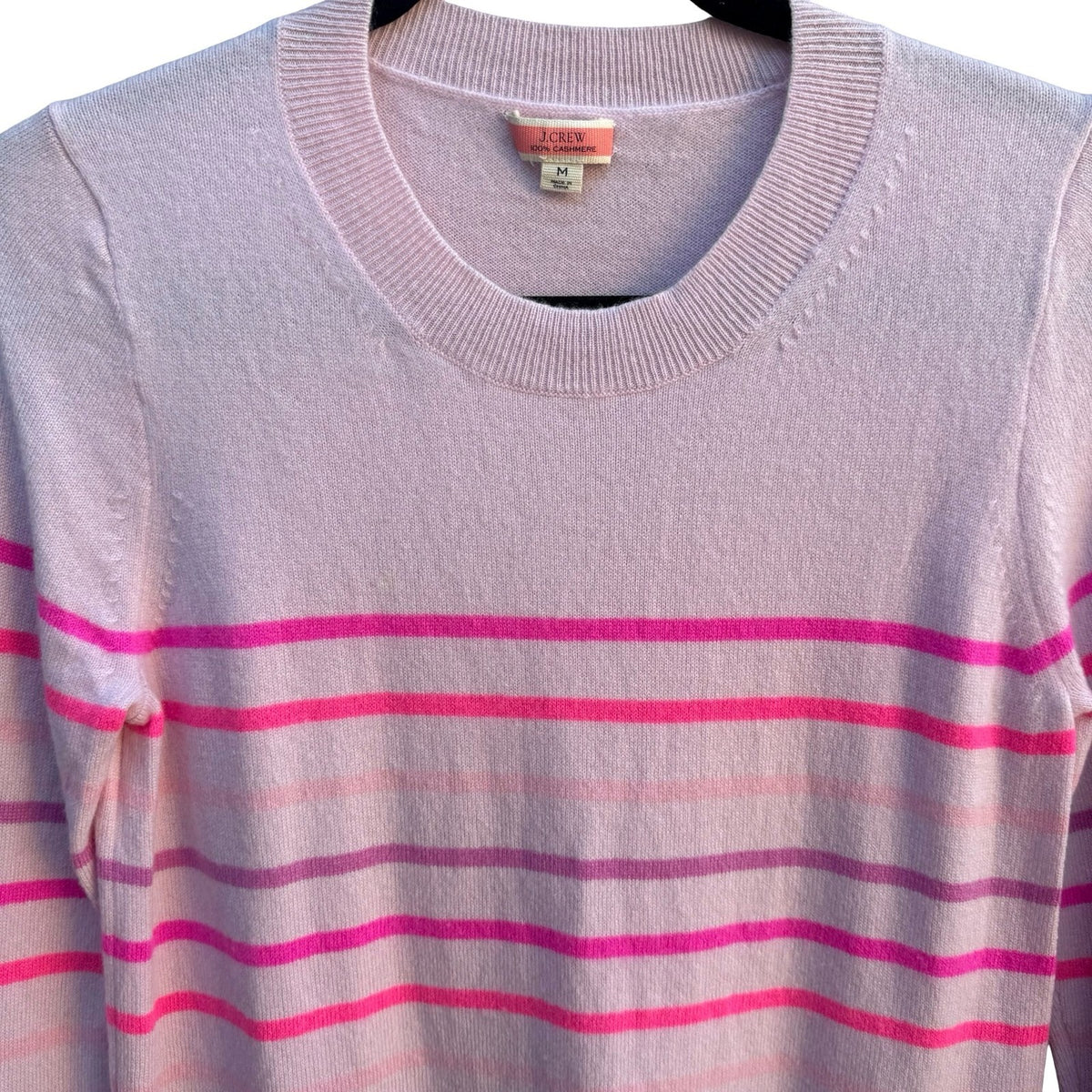 J.Crew Luxury Cashmere Barbiecore Coquette Striped Quiet Luxury Preppy Sweater M